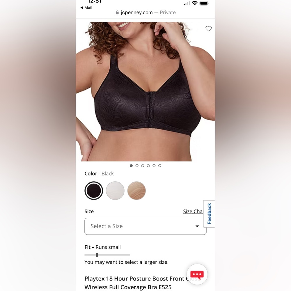 Playtex 18 hour posture boost front close wireless full coverage bra E525